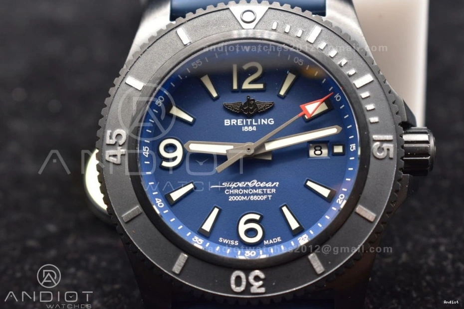 Rubber Automatic A2824 44 Black Black Blue TF Strap Best Superocean Dial 1:1 Edition Bezel On 0417